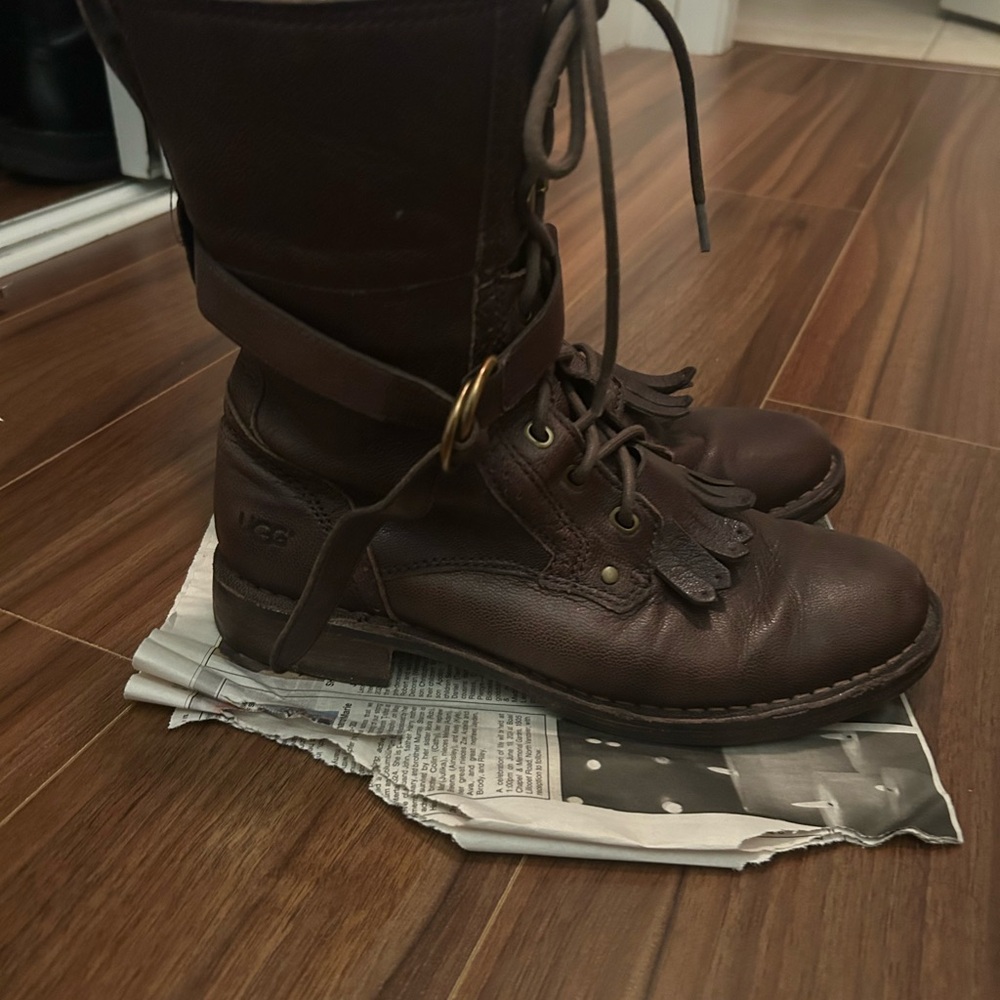 UGG Dark Brown leather Lace Up Boots